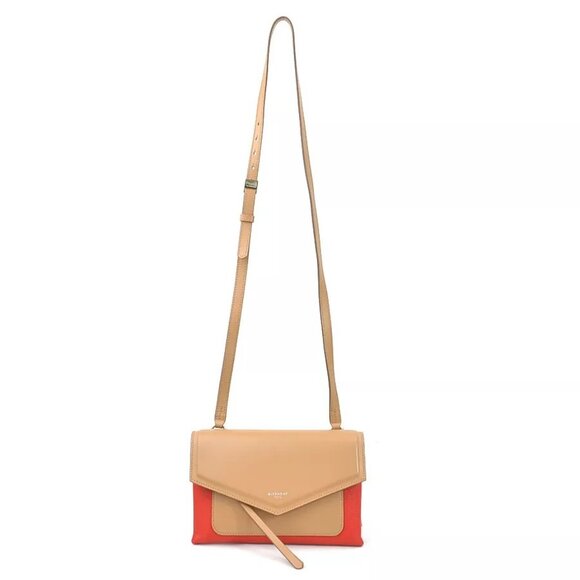 Auth GIVENCHY Crossbody Shoulder Bag Red/Brown Leather - h29841g - Picture 1 of 12